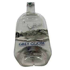 Grey Goose Vodka Upcycled Melted Glass Bottle Serving Tray Platter Cheese board